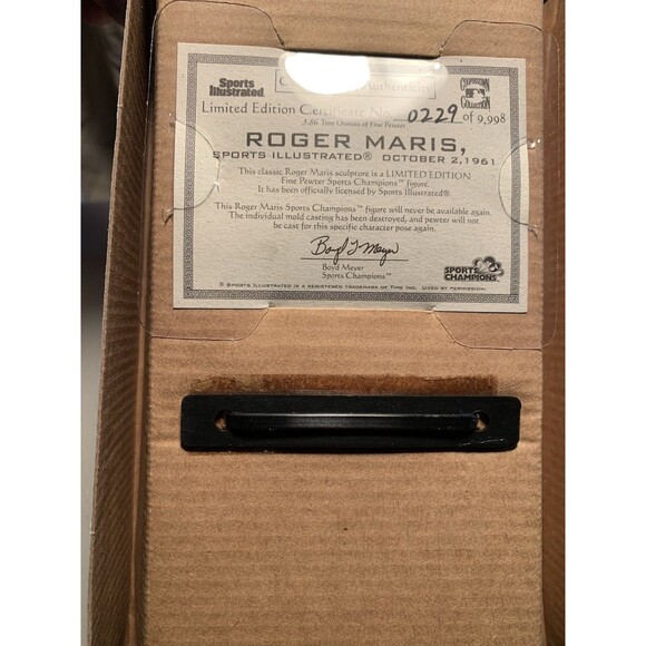 Roger Maris 1998 Sports Illustrated Collection Fine Pewter LE #229/9998 NIB - Picture 15 of 16